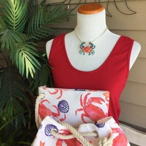 Vintage Country Couture Bags - Beach Travel Bag Set - Set of 2 Crab Beach Bags Vintage Country Couture Bags - Beach Travel Bag Set - Set of 2 Crab Beach Bags